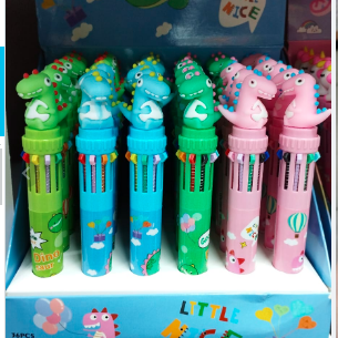 Lápiz pasta multicolor de dinosaurio